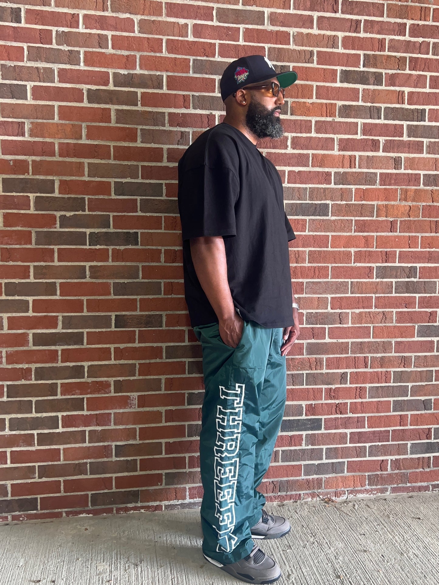 3 Fly Baggy Nylon Pants - Dark Green