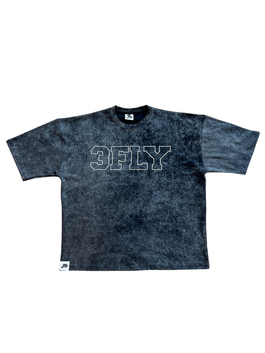 3 Fly Heavy Weight Tee-Charcoal Wash