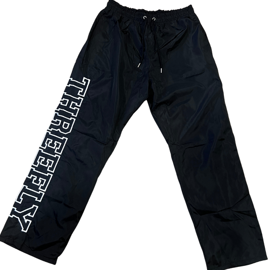 3 Fly Baggy Nylon Pants - Black