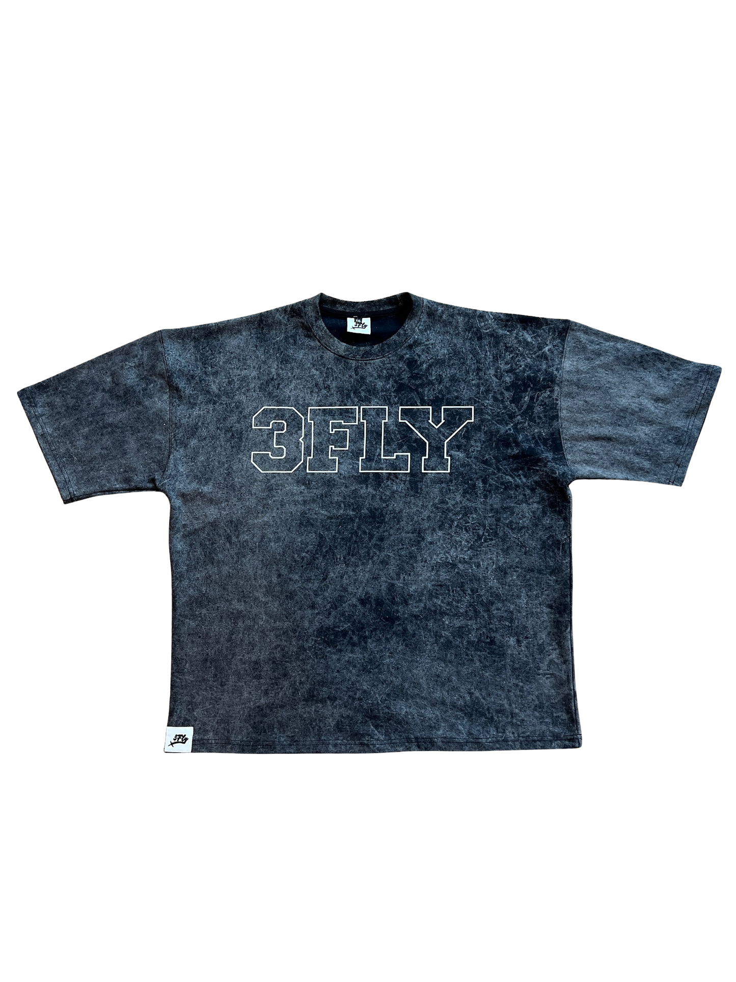 3 Fly Heavy Weight Tee-Charcoal Wash
